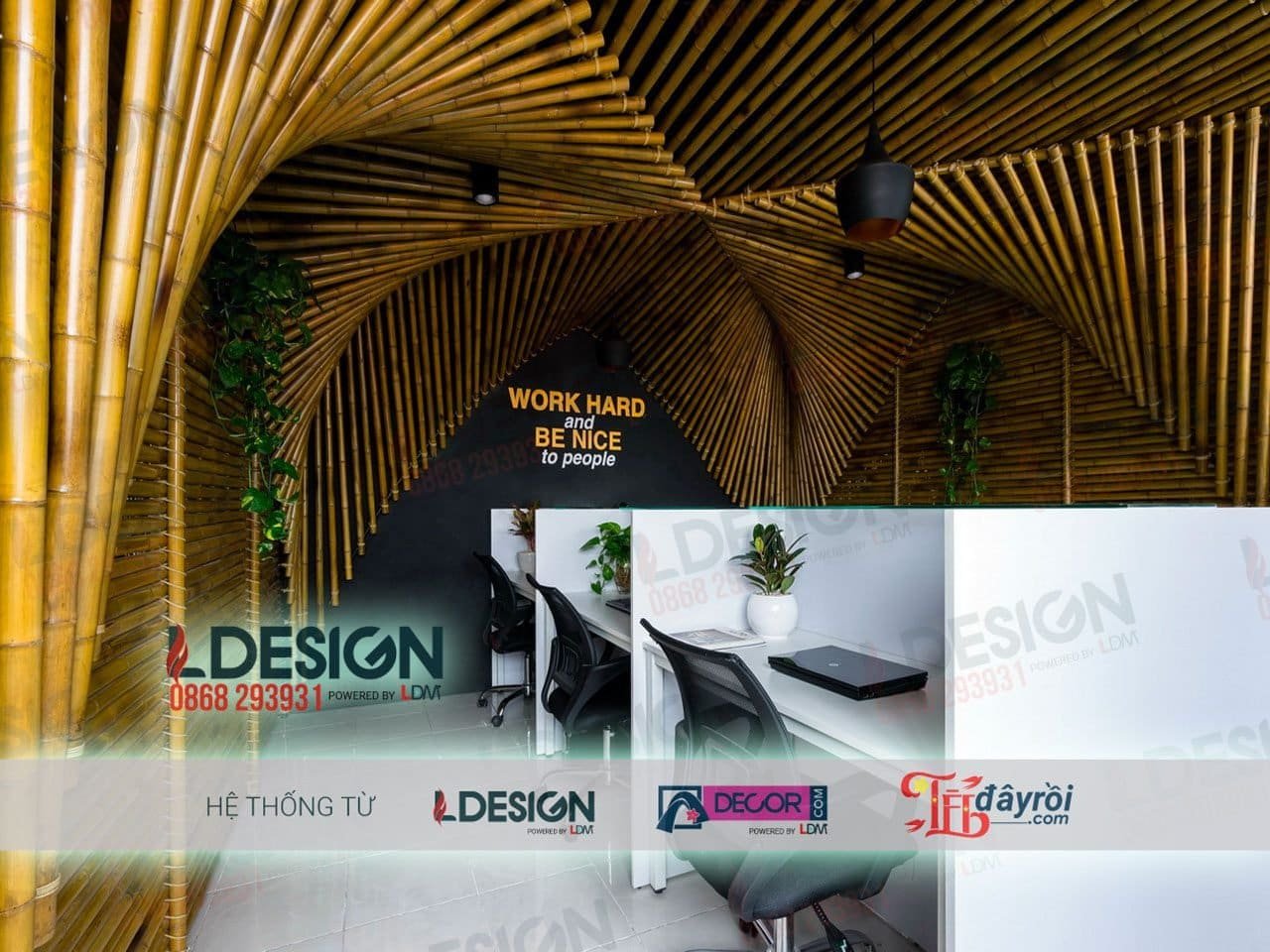 Trang trí văn phòng bằng tre, trúc tại Bình Dương