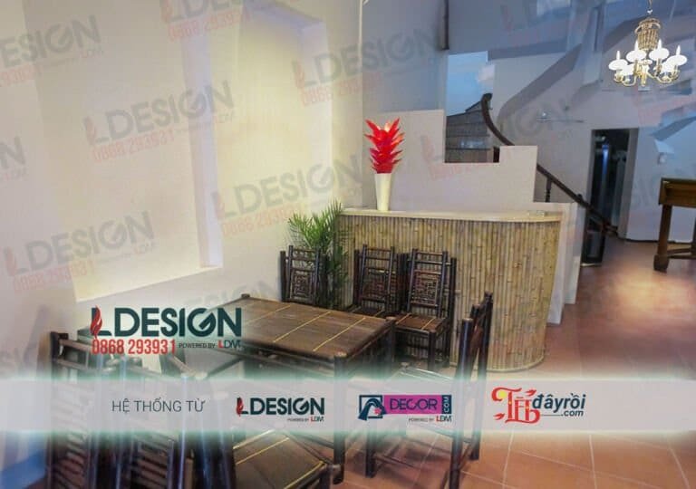 Thi công quầy lễ tân bằng tre - CÔNG TY TNHH TRUYỀNTHÔNG LDESIGN