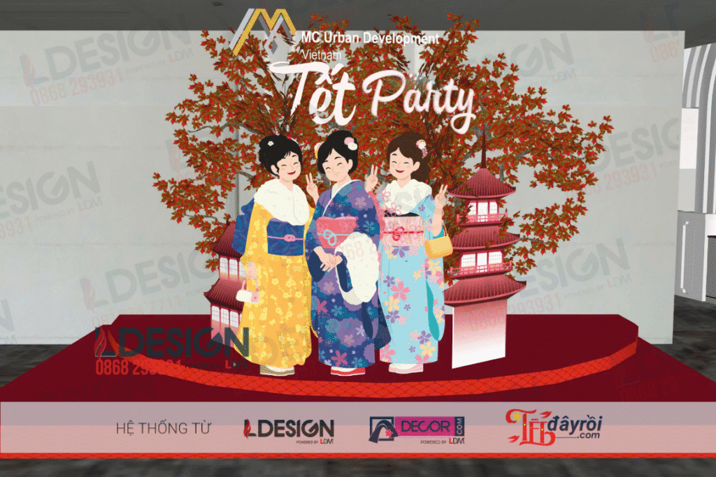 Backdrop Tết Cho Thuê Phong Cách Nhật Bản – Sẵn Sàng Giao Lắp