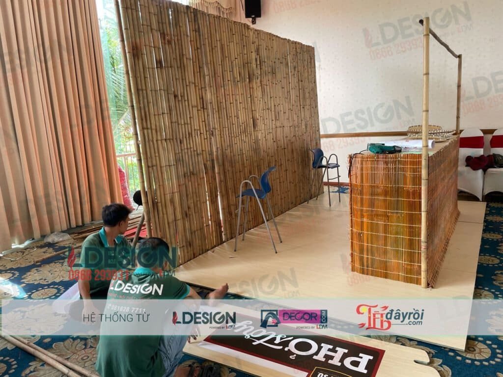 Thi công vách ngăn bằng tre tại Long An