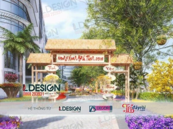 Thi công cổng chào bằng tre