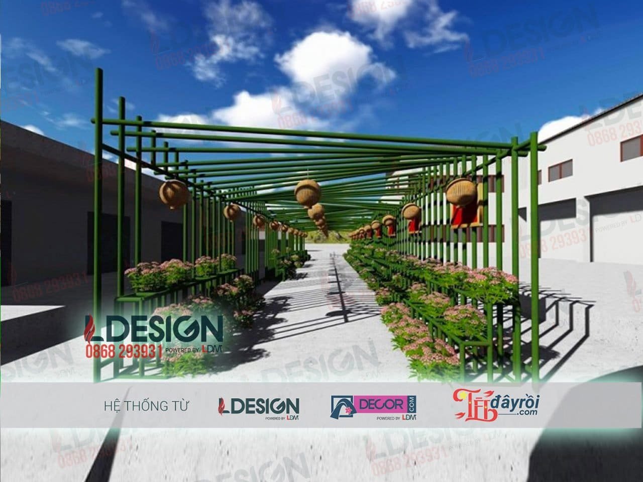 Thi công gian hàng chợ quê Bình Dương